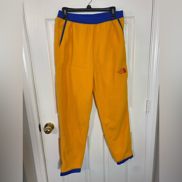 The North Face Black Series Color Block Fleece Sweatpants Orange Blue Youth - Picture 4 of 5